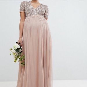 ASOS Maternity Maxi Dress w/ Tulle + Sequins